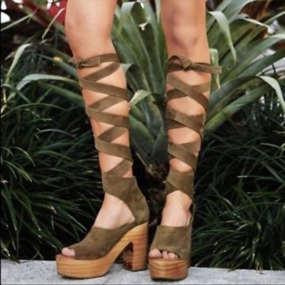 BLACK free people touch the sky lace up clogs
